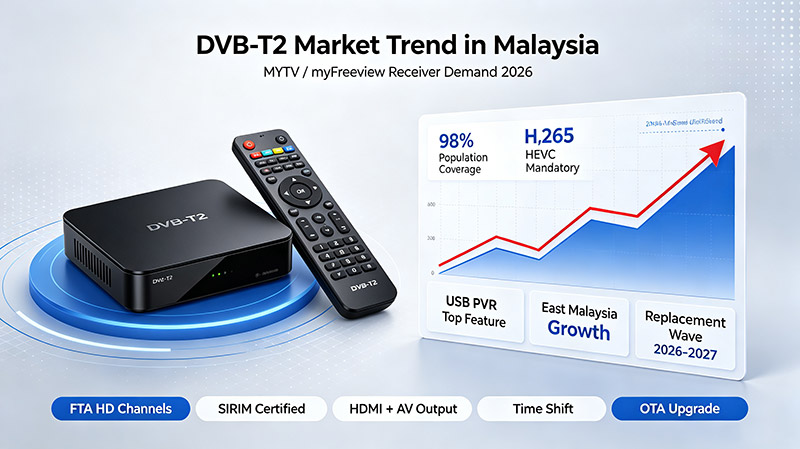 মালয়েশিয়ায় DVB-T2 মার্কেট ট্রেন্ড (2026 myFreeview / MYTV)